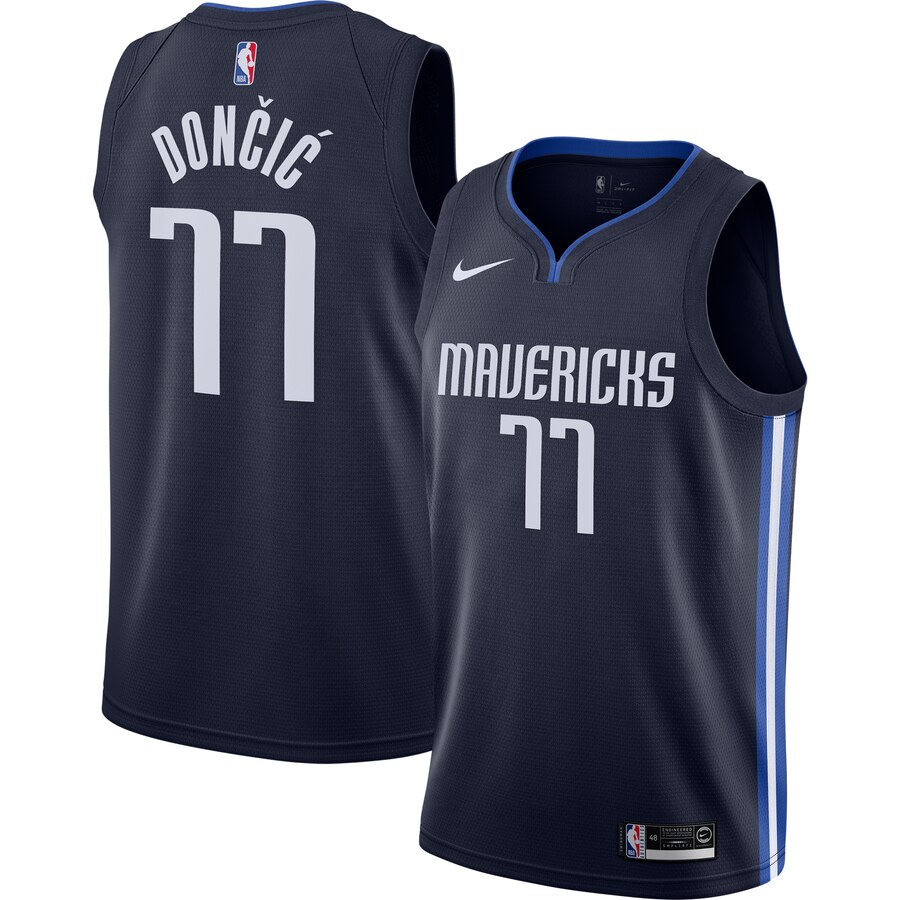 Men's Dallas Mavericks #77 Luka Doncic Navy Stitched NBA Jersey